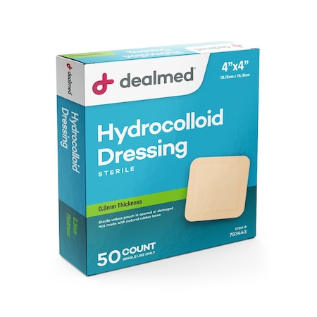 Dealmed Hydrocolloid Dressing 4" X 4", Standard, 0.8Mm, 10/Bx, 24/Cs, 240PK 783443